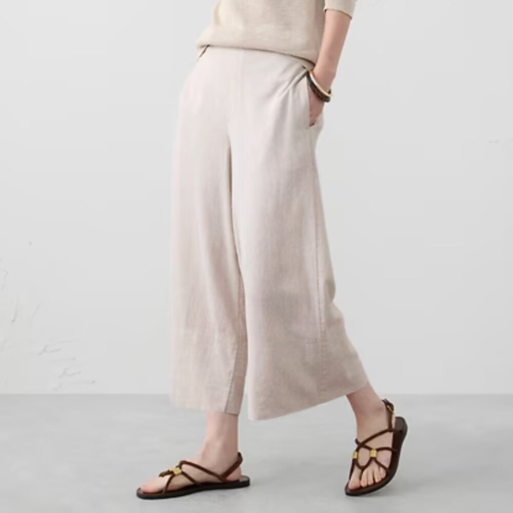 NWT Banana Republic Factory White Linen Blend Wide Leg Crop Pants